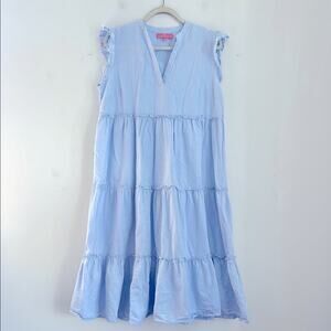 Simply Southern beachy ruffle sleeveless tiered fit & flare midi dress sz S